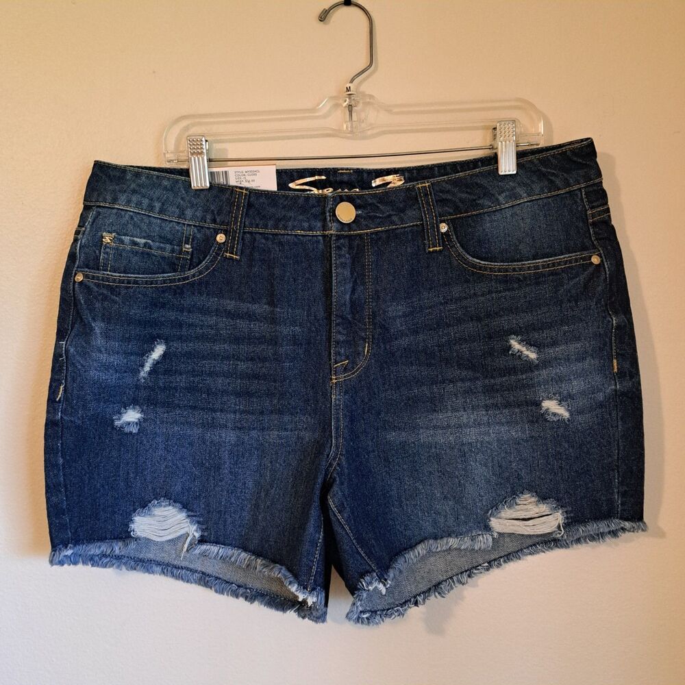 Seven7 Weekend Shorts Denim Jean Frayed Hem Comfort Stretch Womens Size 12